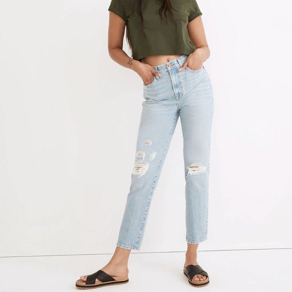 Madewell The Perfect Vintage Jean in Grandbay Wash: Ripped Edition Size 25